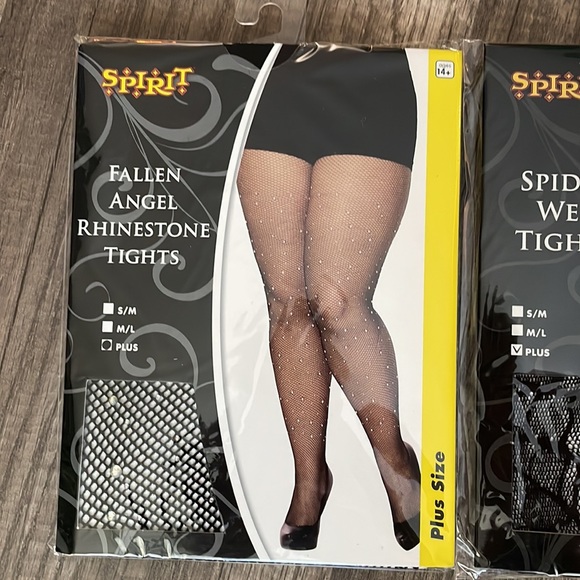 NEW - 2 Pair Plus rhinestone and spiderweb tights - Picture 3 of 7